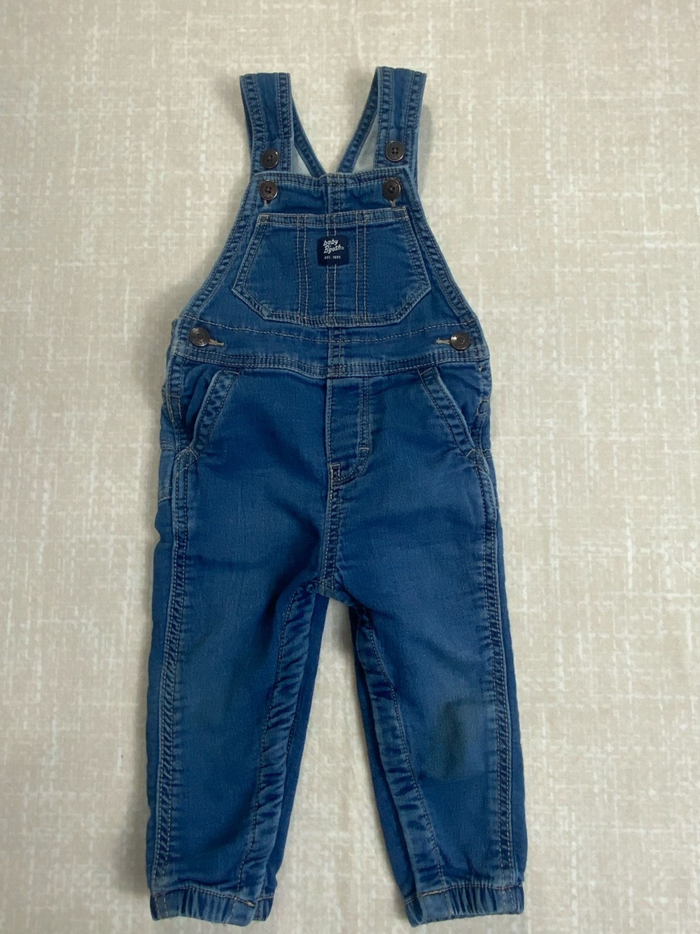 🧸💙 Baby B’gosh OshKosh Stretch Denim Overalls 18M Snap Legs